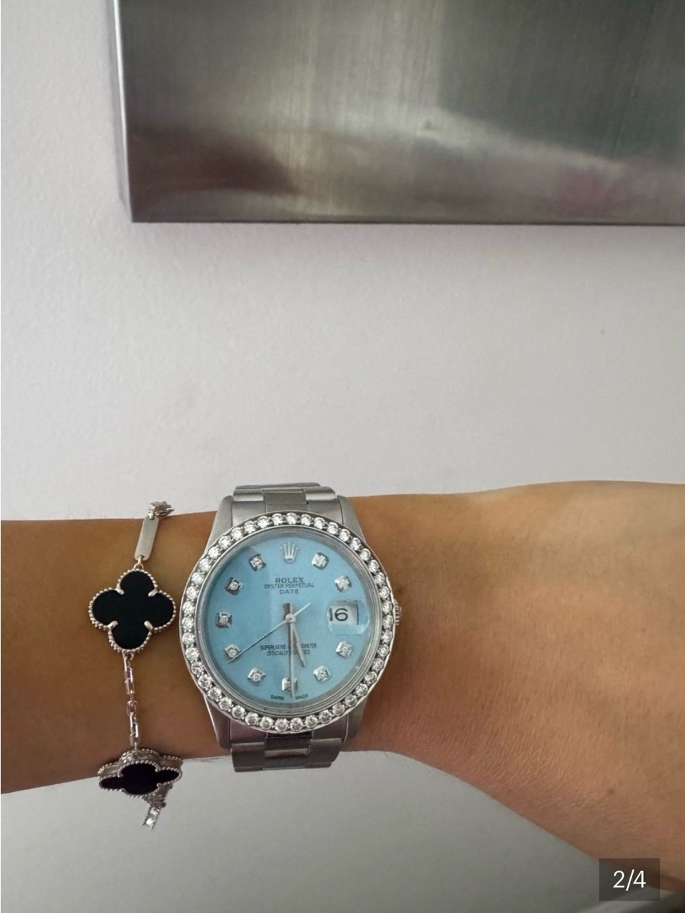 Rolex Tiffany  Blue Dial Stainless Steel Watch with Diamond Bezel
